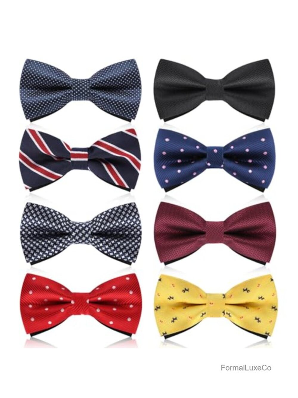 8 Pack Men's Pre-Tied Bow Ties Adjustable Satin Tuxedo Set